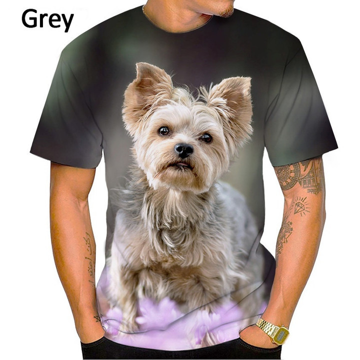 Yorkshire Terrier 3D Printing Funny Round Neck Short Sleeve