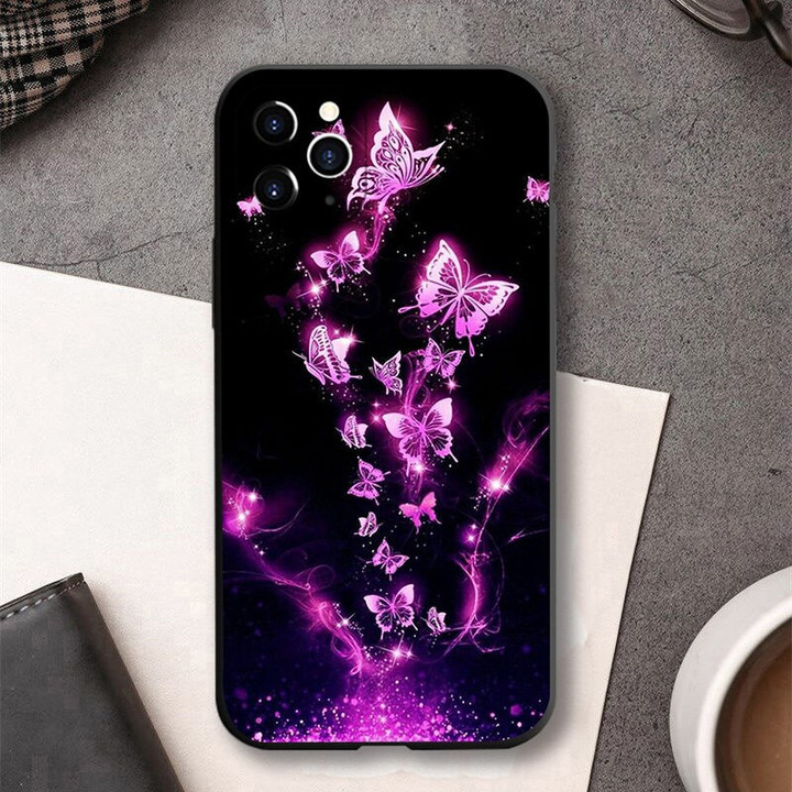 Luxurious Colored Butterfly Phone Case for Iphone 12 13 Mini 11 Pro XS XR MAX 8 7 Plus X SE2020 XR Fashion Back Cover Shell