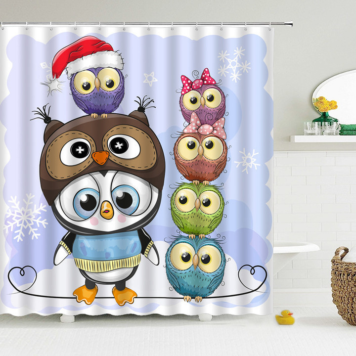3D owl Cartoon Shower Curtains | Bathroom Waterproof Shower Curtain