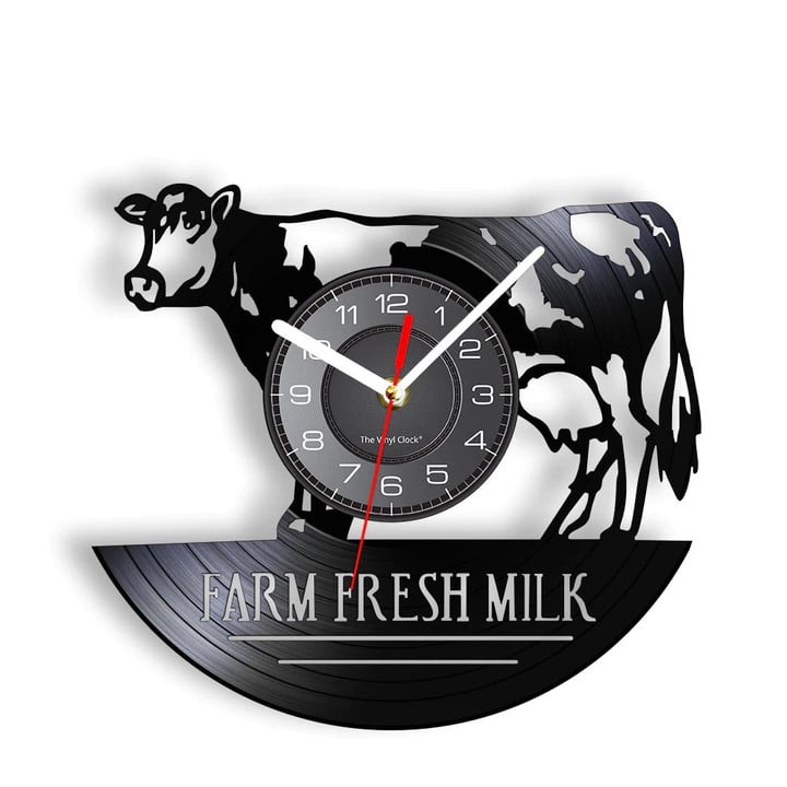 Cow Fresh Milk Inspired Vinyl Record Wall Clock