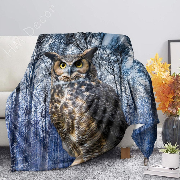 3D Owl Printing Flannel Fleece Throw Blankets for Beds Sofa