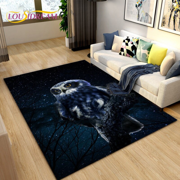 Cartoon Cute Owl Area Rug Large