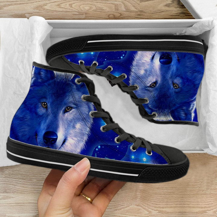 Cool Wolf Pattern Shoes Round Toe Graffiti Student Sneaker