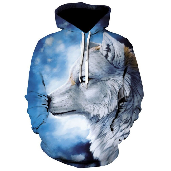 3D Wolves Pattern Loose Autumn Hoodies Sweatshirt