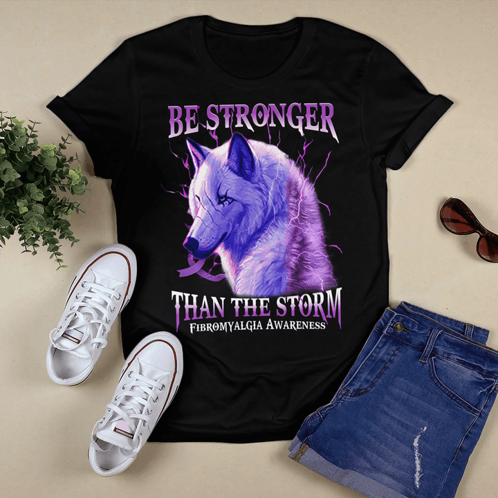 Be Stronger Than The Storm Fibromyalgia Awareness Wolves T-shirt, Hoodie, Sweatshirt