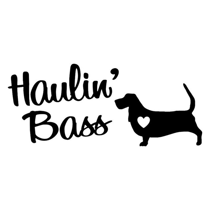 Basset Hound Haulin Bass Dog Die-Cut Vinyl Decal Car Sticker Waterproof