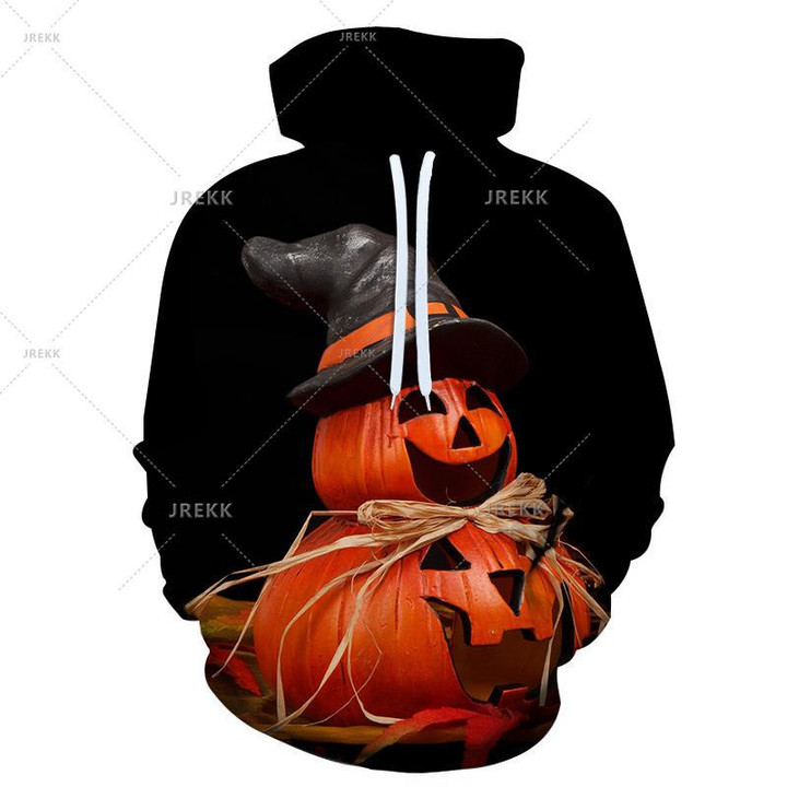 Old Witch Halloween Evil Pumpkin Head New 3D Graphic Hoodies