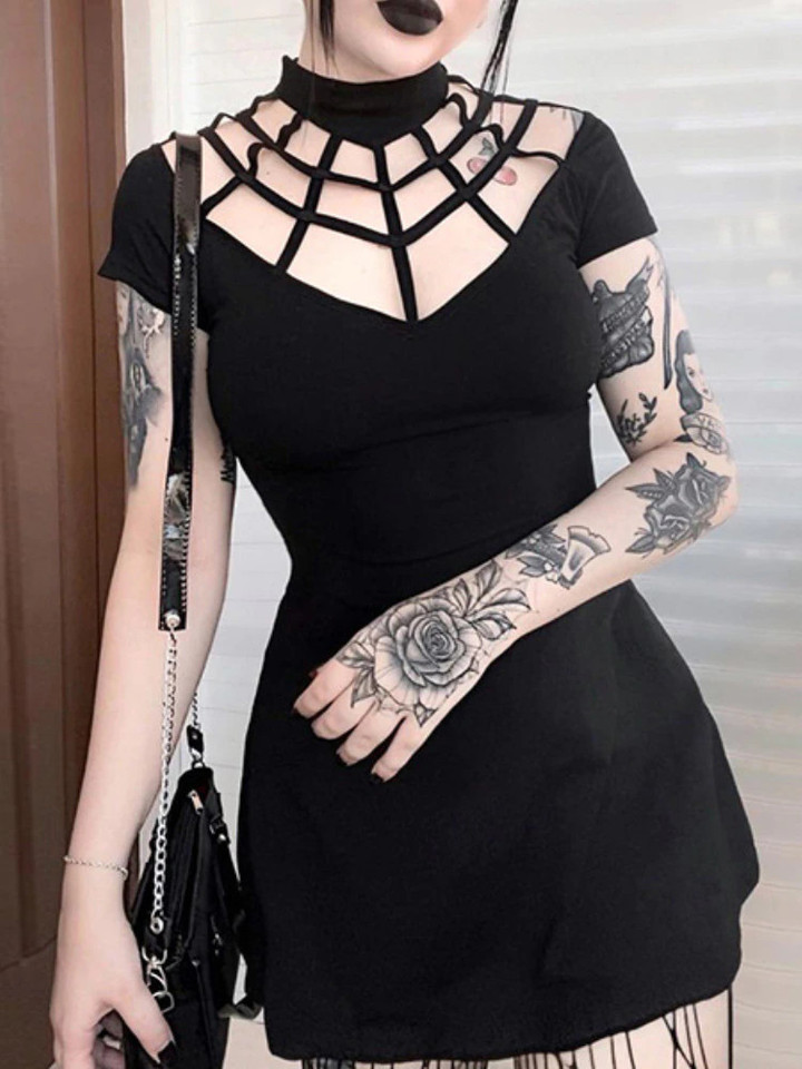 Gothic Black Halloween Dress Women