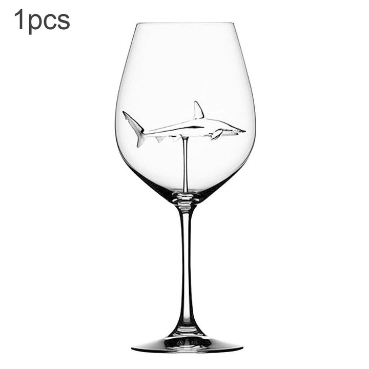 Red Wine Glasses with Shark Inside Goblet Glass Lead-Free Clear Glass for Home Bar Party