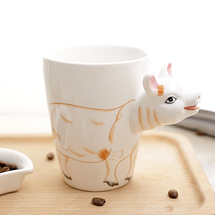 Cute Animal Giraffe Ceramic Mug Creative Hand Painted 3D Cups With Handle