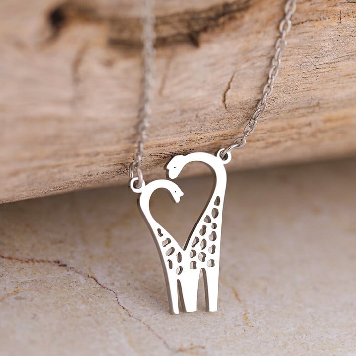 Stainless Steel Necklaces Cartoon Giraffe Animal Pendant Cute Choker Gold Color Chain Necklace