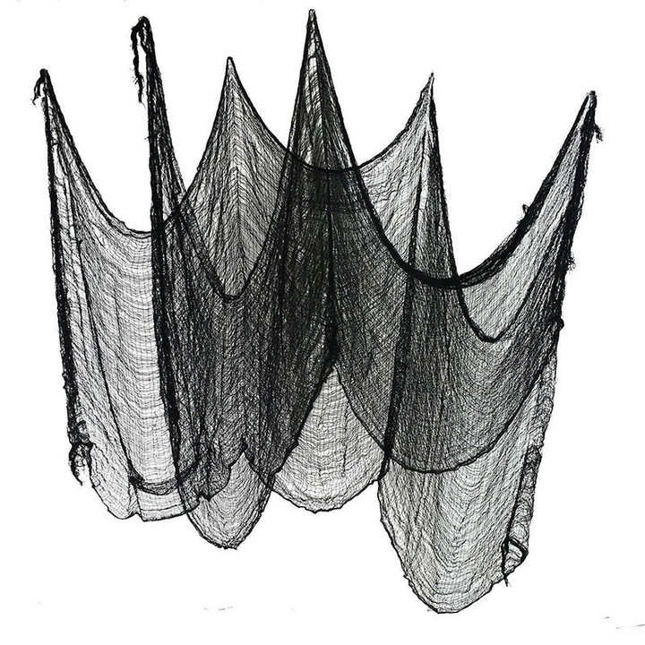 Black Halloween Gauze 72X186 Cm Creepy Cloth Black Netting Spider Web Decor