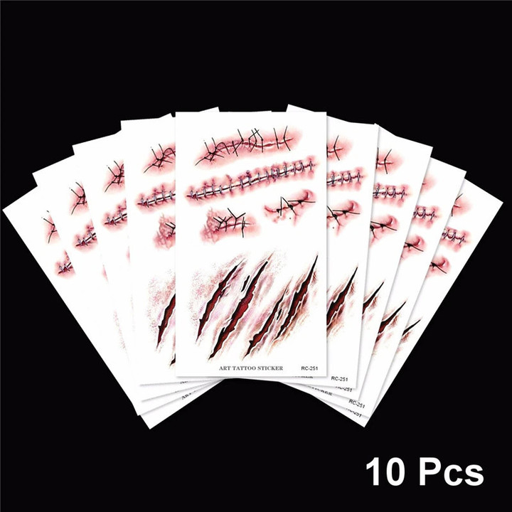 3D Bite Mark Tattoo Sticker With Fake Scab Blood Special Costume Small Neck Fake Tatoo