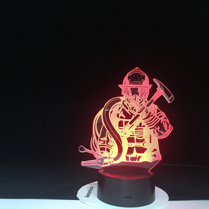 Fireman LED 3D Modeling USB Night Lights Creative Firefighter Table Lamp