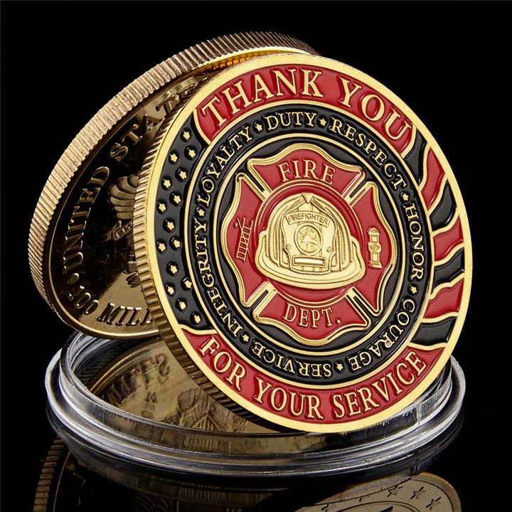 USA Thank You For Your Service Firefighter Coin