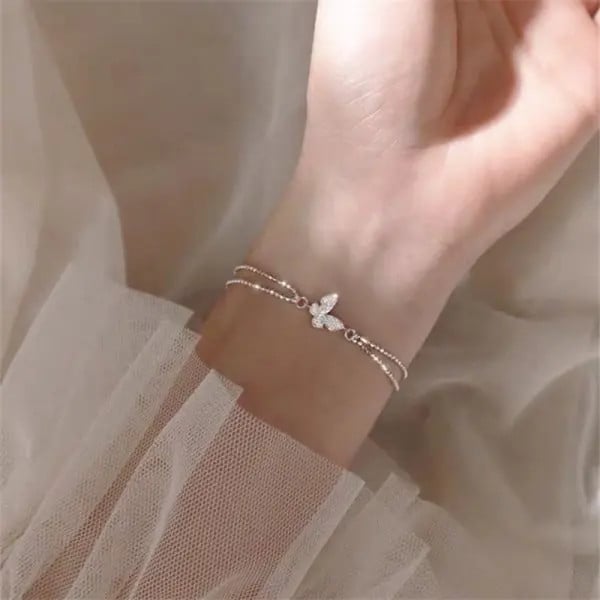 Butterfly Silver Color Chain Bracelet Fashion Jewelry For Women Girl