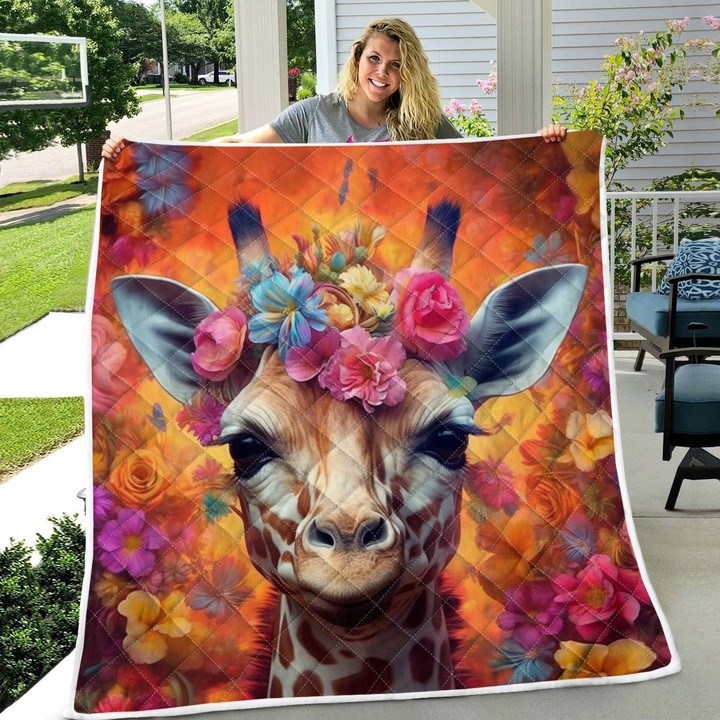 Beautiful Cute Colorful Giraffe Quilt