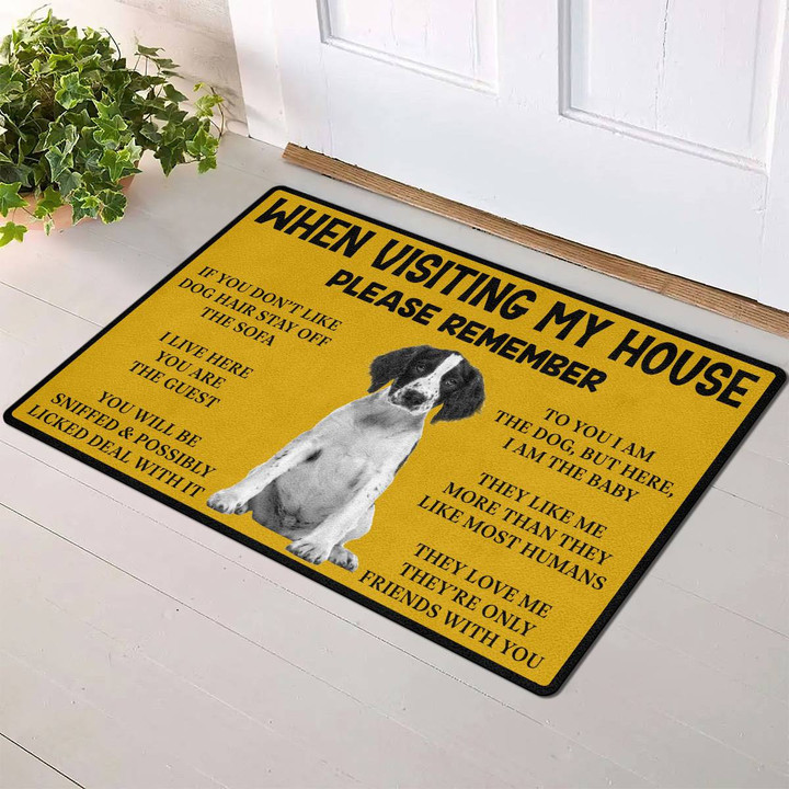 Black And White English Springer Spaniel When Visiting My House Please Remember Outside Doormat