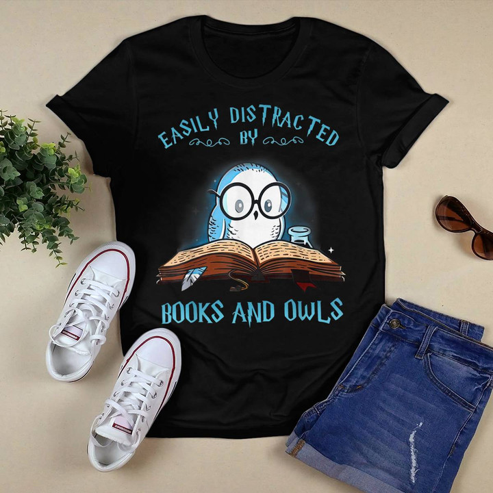 Easily Distracted By Books And Owls T-shirt, Hoodie, Sweatshirt