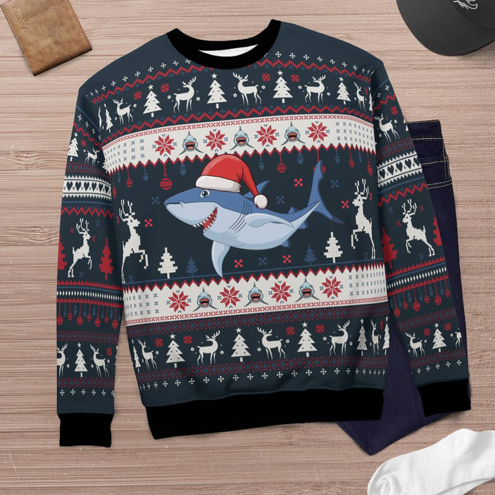 Beautiful Shark Christmas AOP Ugly Sweater