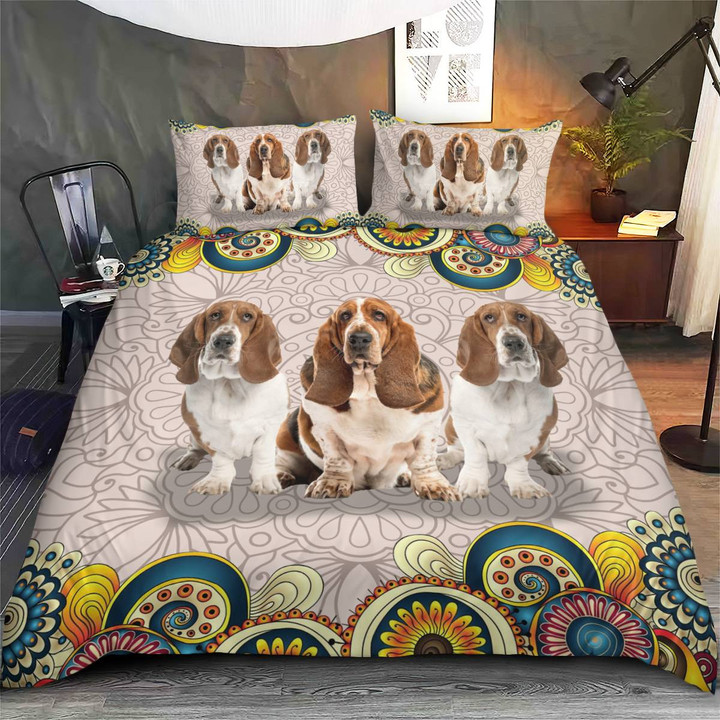 Cute Basset Hound Bedding Set With Pillow