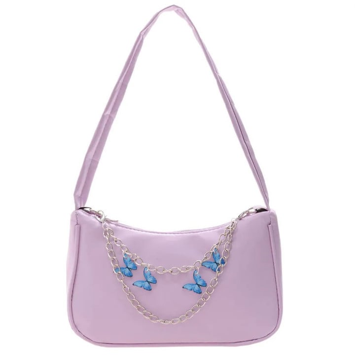 Fashion Women Butterfly Chain Shoulder Bags Ladies Pure Color Small Shopper Bag