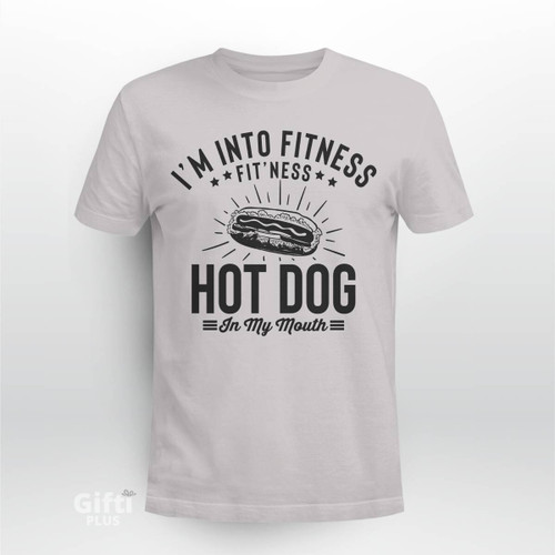 I'm into fitness fit'ness hot dog in my mouth T-shirt
