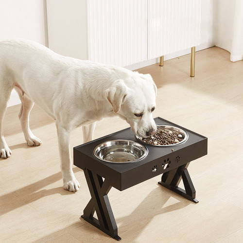 Dogs Double Bowls with Stand Adjustable Height Pet Feeding Dish Bowl
