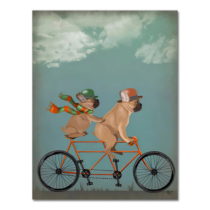 English Bulldog Ice Cream Dog Painting Canvas Pictures for Living Room Dog Bicycle Wall Art Retro Posters and Prints Quadros