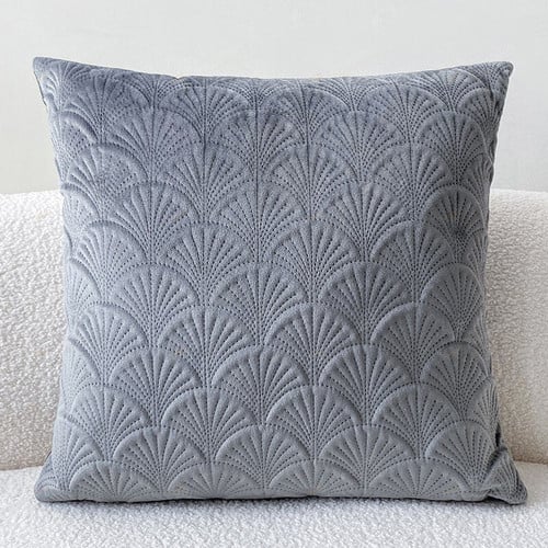 Scallop Design Velvet Cushion Cover