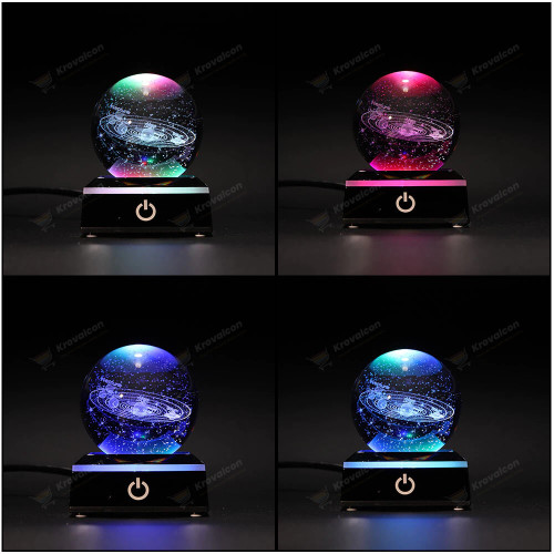 3D Laser Engraved Energy Crystal Ball Solar System