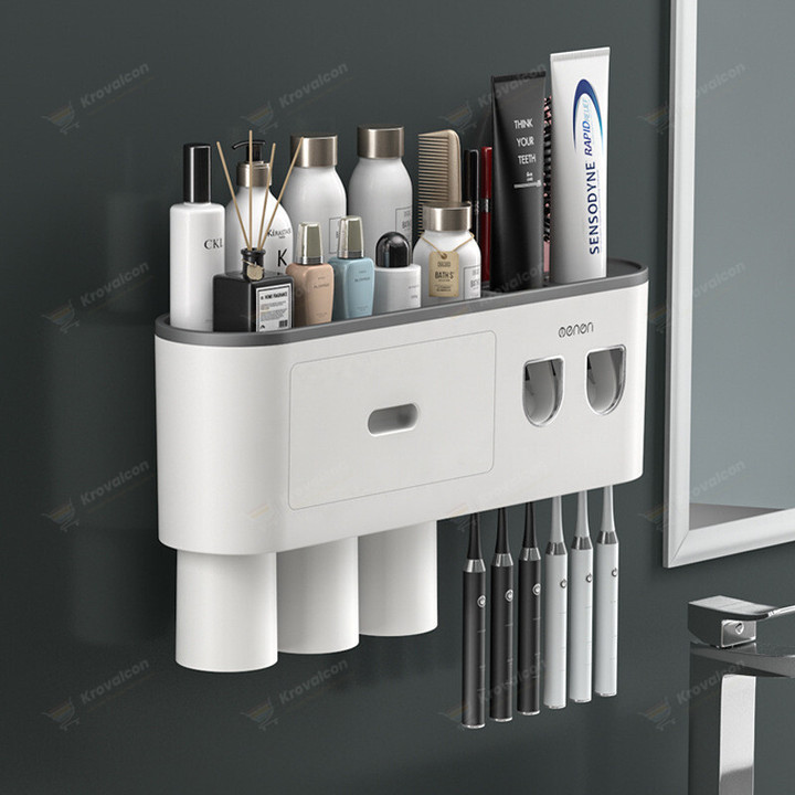 Magnetic Adsorption Inverted Automatic Toothbrush and Cup Holder