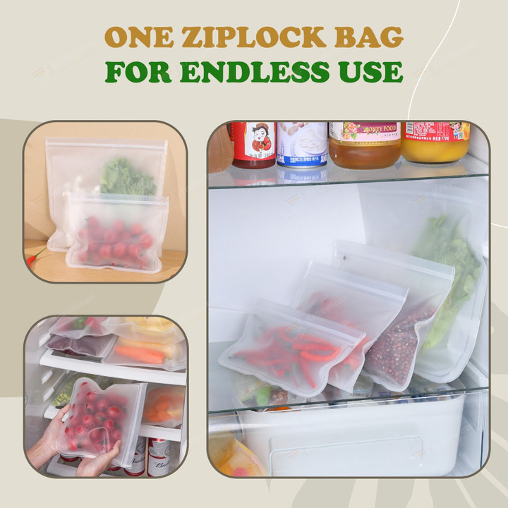 Food Stand Up Zip Reusable Storage Bag