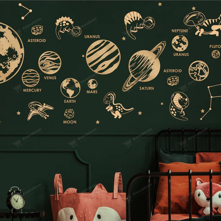 Dinosaur & Planets Solar System Wall Sticker