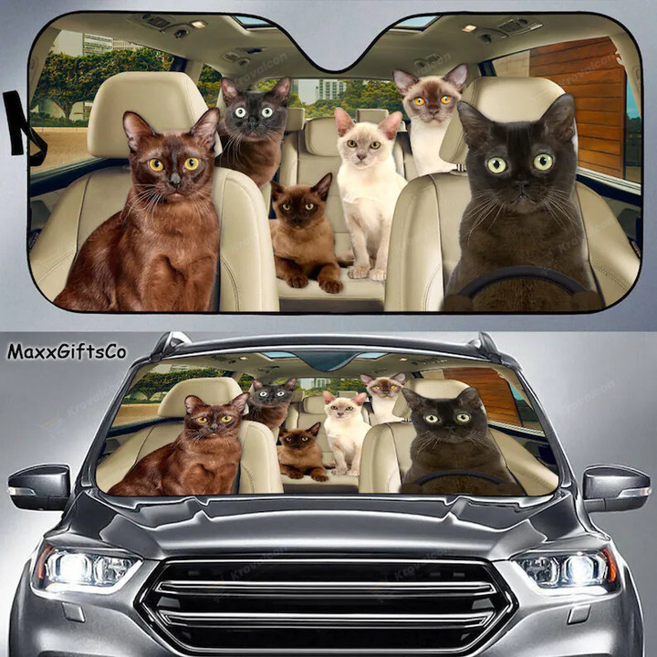 Burmese Cat - Family Cat Car Sunshade