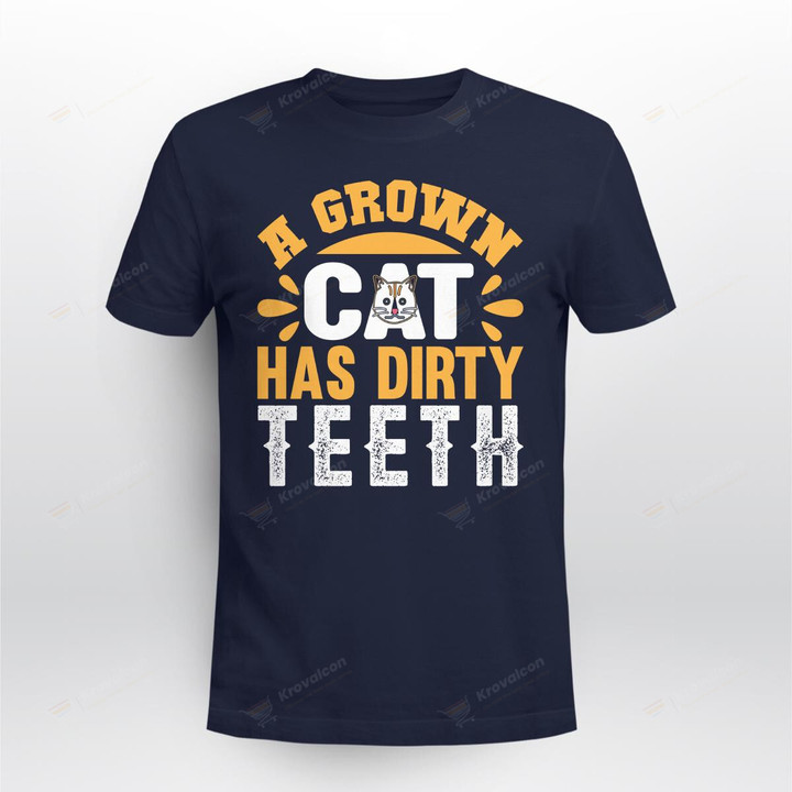 a grown cat has dirty teeth