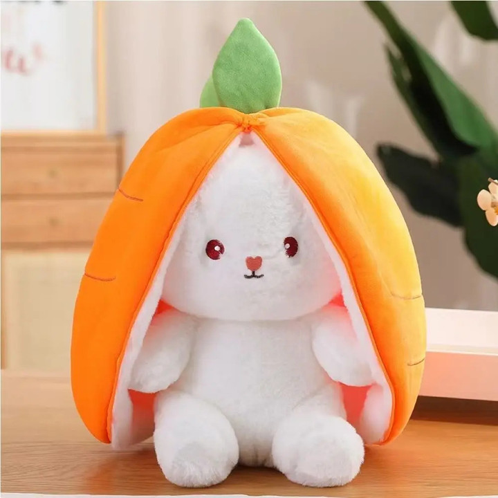 Funny Joy Kawaii Fruit Bunny Plush Toy Cute Carrot Strawberry Turn Into Rabbit Plush Toy Kids Birthday  Gift dailyneeds