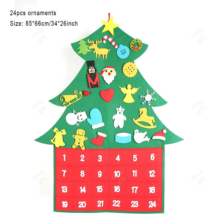 This is a discount for you - Baby Montessori Toy 32pcs DIY Felt Christmas Tree Toddlers Busy Board Xmas Tree Gift For Boy Girl Door Wall Ornament Decorations