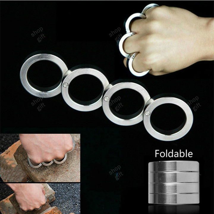 Stainless Steel Outdoor Self-Defense Rotatable Folding Ring