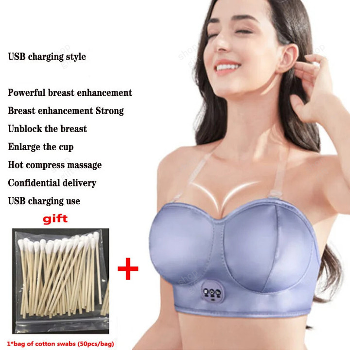 THIS IS A DISCOUNT FOR YOU - Charging Electric Breast Massage Bra Vibration Chest Massager Growth Enlargement Enhancer Breast Heating Stimulator Machine USB