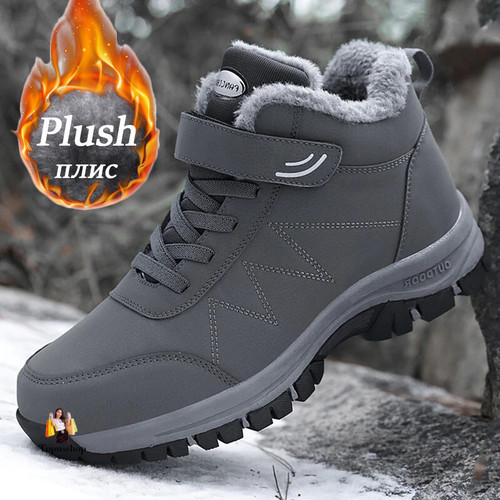 Winter Women Men's Luxury Leather Shoes Waterproof Hiking