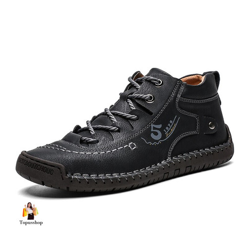 Handmade Leather Casual Men Shoes, Winter Comfort Walking Shoes
