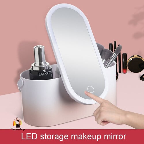 New Makeup Organizer Box with LED Light Mirror