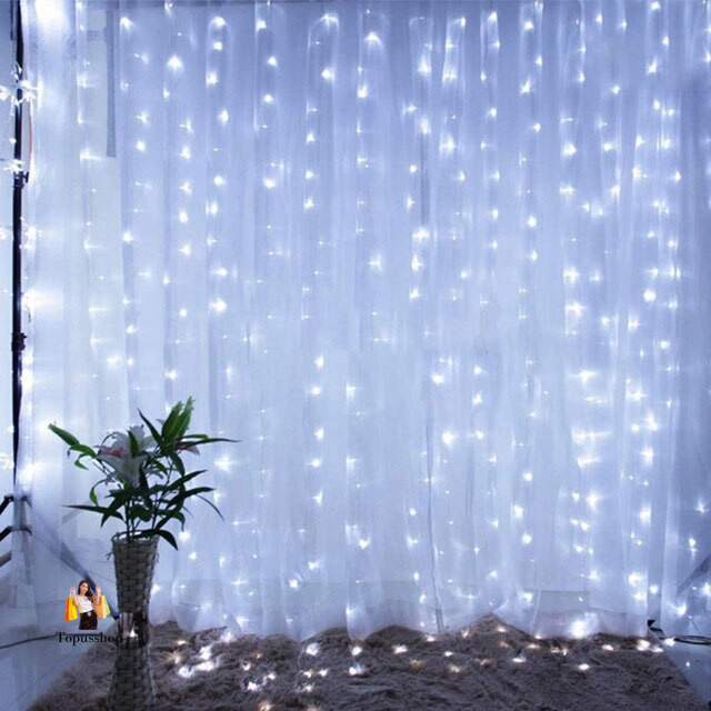  Christmas Curtain Décor Light Garland For Home 