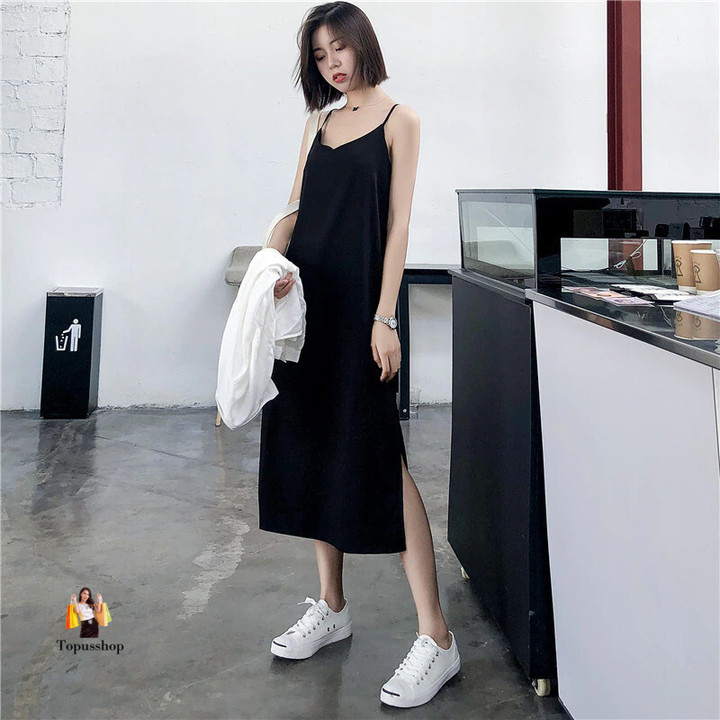 Sexy Women Maxi Dress Black Sling Dress Female Summer 2020 Sleeveless V-neck Vest Long Women Dresses