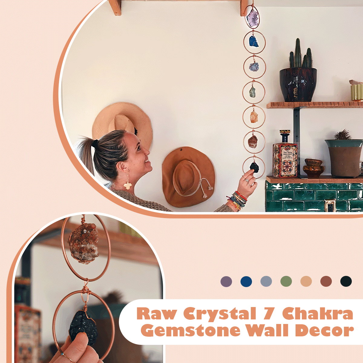 Raw Crystal 7 Chakra Gemstone Wall Decor