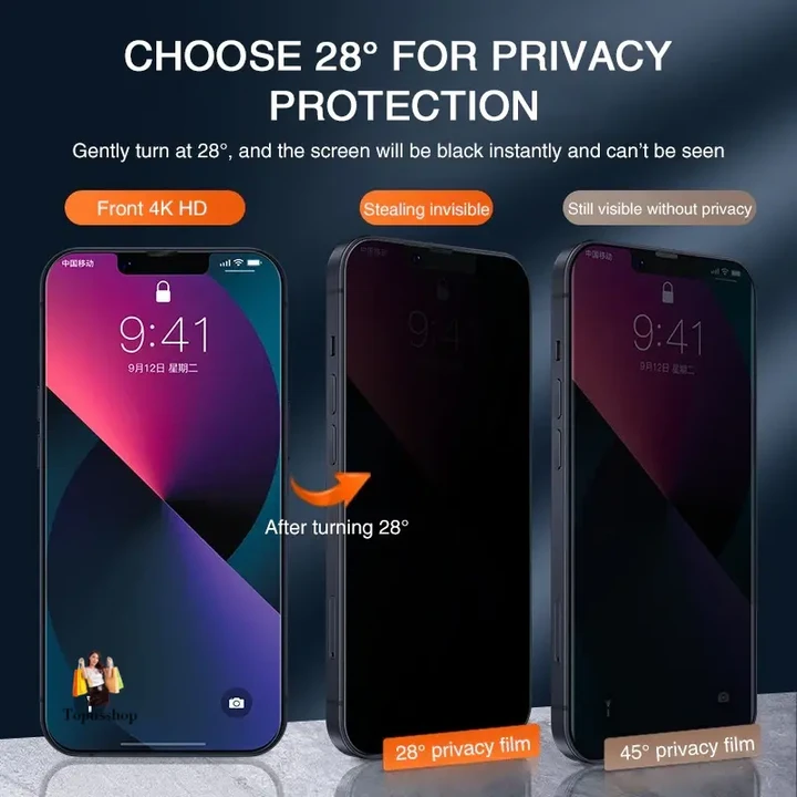 Full Cover Anti-Spy Screen Protector For iPhone 11 12 13 PRO MAX Privacy Glass For iPhone 14 Pro 8 Plus XS Max XR Tempered Glass