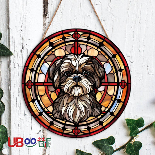 Shih Tzu Round Wood Sign