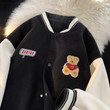Bear embroidered baseball jacket women's y2k spring and autumn hip-hop college wind jacket men and women casual jacket ins trend