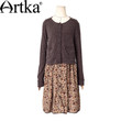 ARTKA Women's Autumn New Floral Printed Twin-set Dress Fashion O-Neck Long Sleeve Empire Waist A-Line Dress LA10437Q